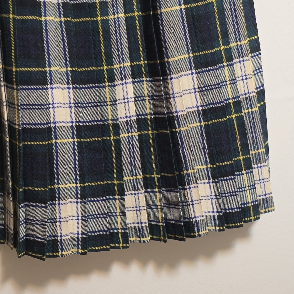 Vintage Surrey Classic Plaid Pure Wool Pleated Kilt Wrap Skirt - Picture 7 of 11